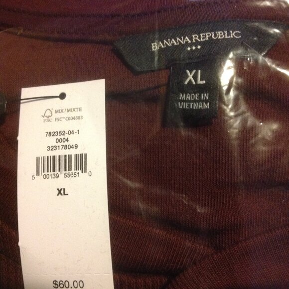 Banana Republic Men's X-Large Burgundy Waffle Knit Henley - New with Tags - Picture 2 of 5